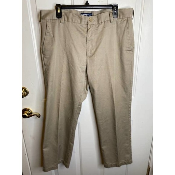 IZOD American Chino Flat Front Slim Fit Pant - Khaki, Waist 36x29 - Picture 1 of 4